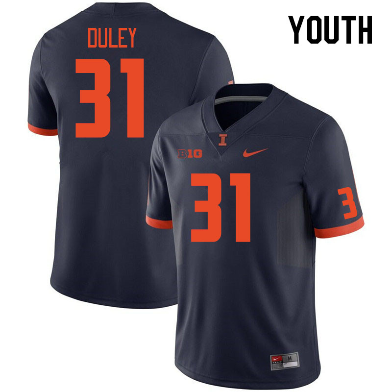 Youth #31 Declan Duley Illinois Fighting Illini College Football Jerseys Stitched Sale-Navy